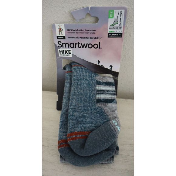 SmartWool Women Sz M Gray Castle Peak Pattern Hike Light Cushion Mid Crew Socks - Picture 1 of 6